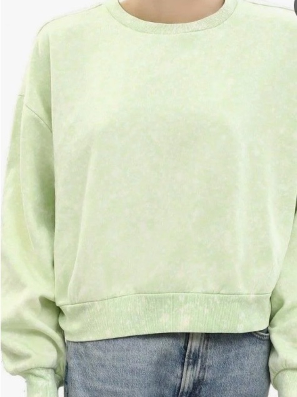 Daily Practice at Anthropologie- Crewneck Cropped Sweatshirt -Mint/ Lime Tie Dye